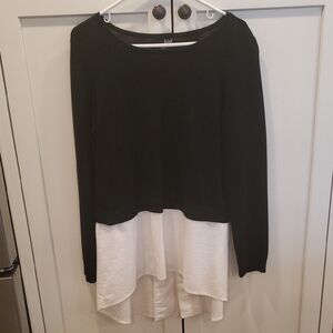 a.n.a Classic Black Knit Layered Top